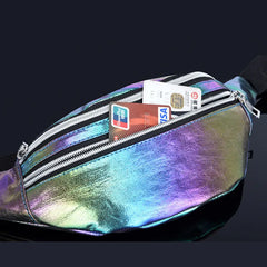 Pink Holographic Fanny Pack Laser Waist Bag for Women