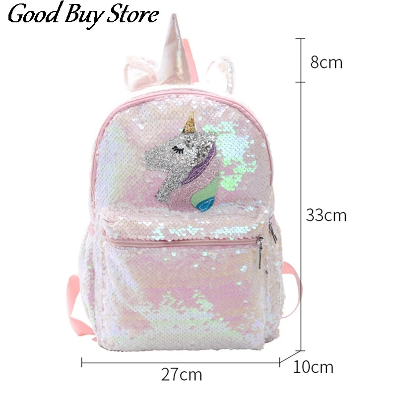 Pink Sequins Unicorn Satchel Student Bookbag School Bag