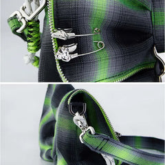 Plaid Bow Shoulder Bags Hip-pop Chains Underarm Style Harajuku Handbags