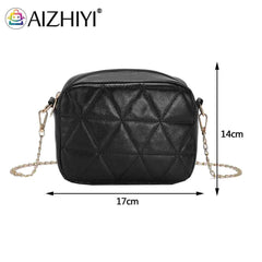 Plaid Underarm Bag Chain Small Square Bag Casual PU Leather
