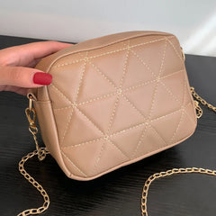 Plaid Underarm Bag Chain Small Square Bag Casual PU Leather