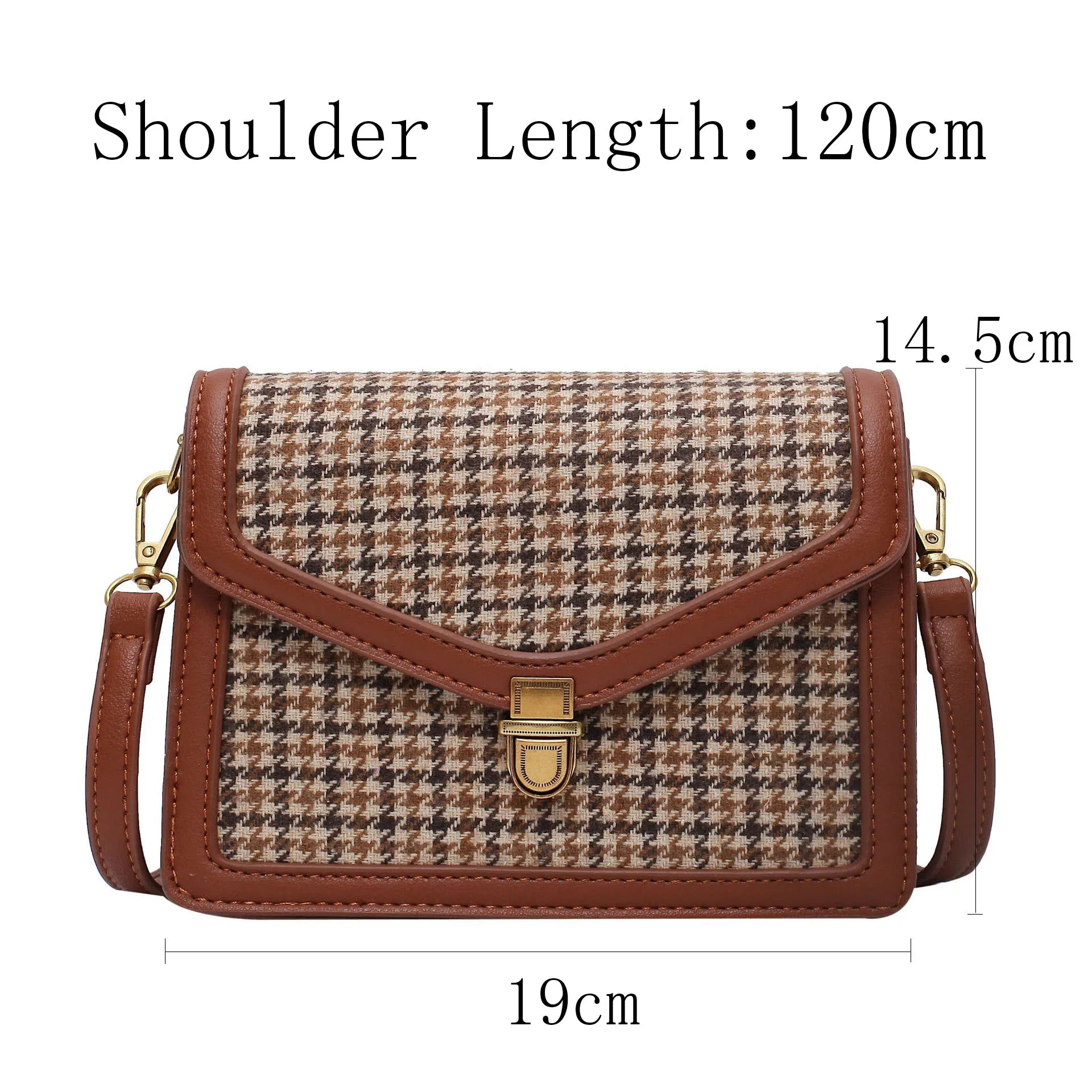 Plaid PU Leather Crossbody Bag Chain Shoulder Messenger Small Bag Female Travel