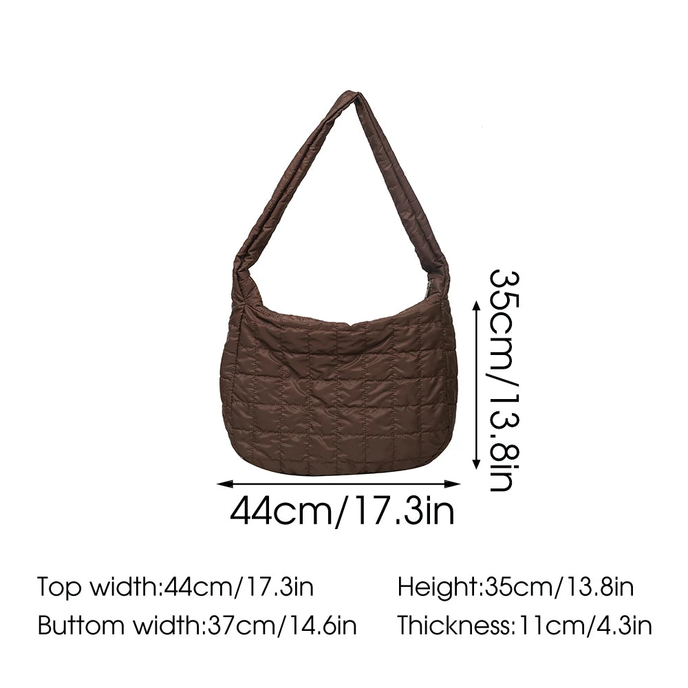 Plaid Pattern Space Cotton Shoulder Bag Large Capacity Handbag