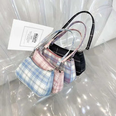 Plaid Print Underarm Bags Cloth Ladies Handbags Women Shoulder Bags