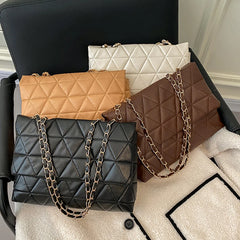 Plaid Pu Leather Women Shoulder Bag Chain Strap Crossbody Bags