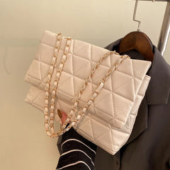 Plaid Pu Leather Women Shoulder Bag Chain Strap Crossbody Bags