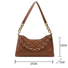 Plaid Underarm Shoulder Bag Small Purses Chain Leather Clutch Bag