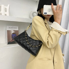 Plaid Underarm Shoulder Bag Small Purses Chain Leather Clutch Bag