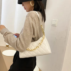 Plaid Underarm Shoulder Bag Small Purses Chain Leather Clutch Bag