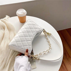 Plaid Underarm Shoulder Bag Small Purses Chain Leather Clutch Bag