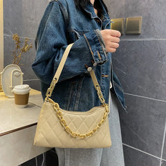 Plaid Underarm Shoulder Bag Small Purses Chain Leather Clutch Bag
