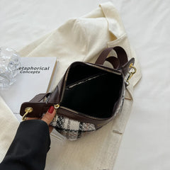 Plaid Waist Bag Women Woolen Fanny Pack Crossbody Chest Bag