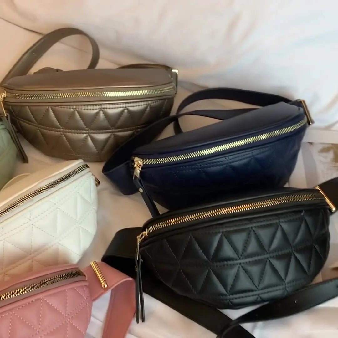 Plaid PU Leather Crossbody Chest Bag