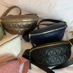 Plaid PU Leather Crossbody Chest Bag