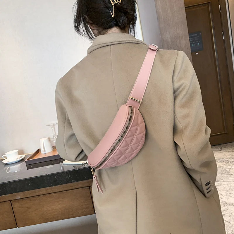 Plaid PU Leather Crossbody Chest Bag