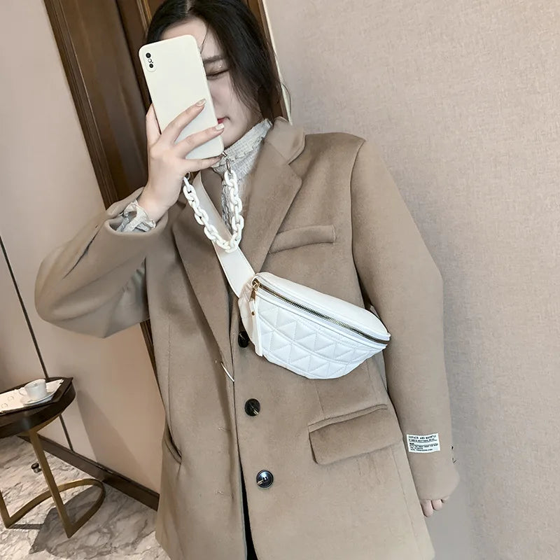 Plaid PU Leather Crossbody Chest Bag