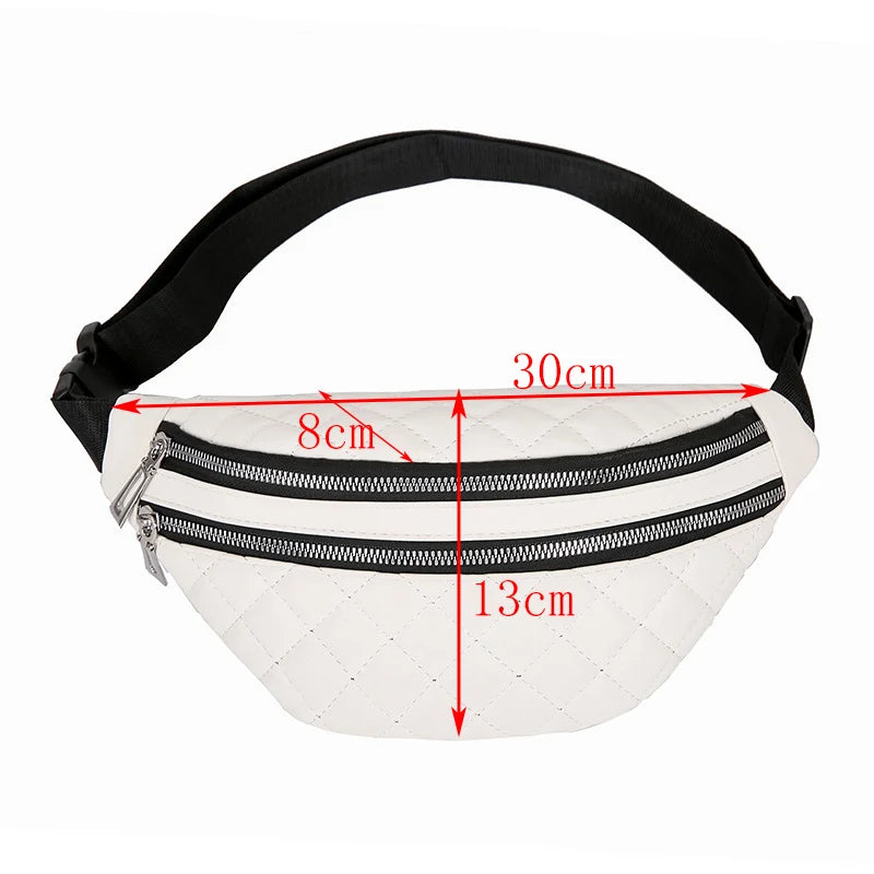 Plaid Women's Waist Bag PU Leather Belt Bag Crossbody Chest Bag
