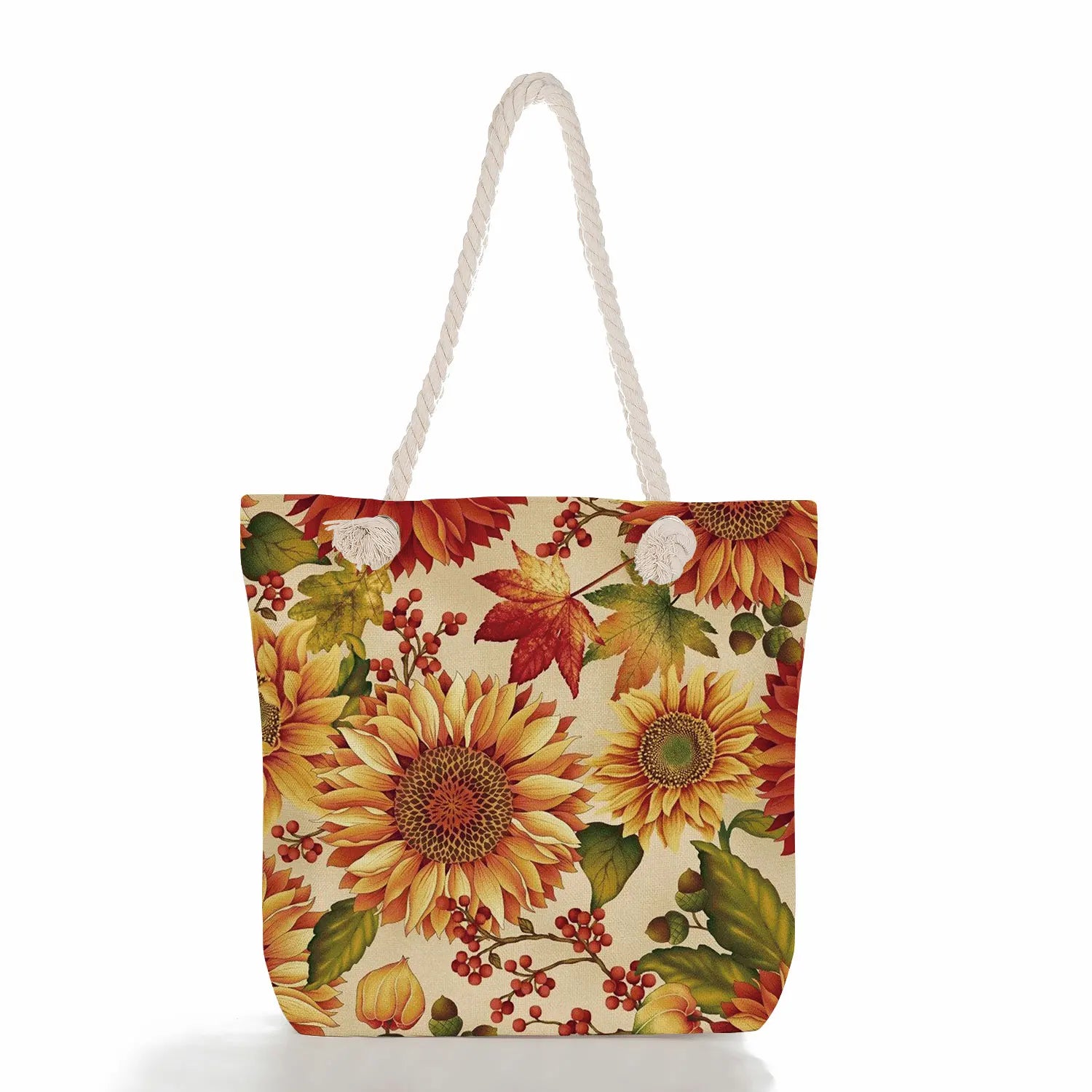 Sunflower Print Beach Tote Eco Reusable Handbag for Women