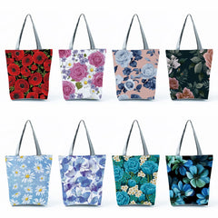 Floral Print Handbags Casual Women Shopping Tote Bags High Capacity