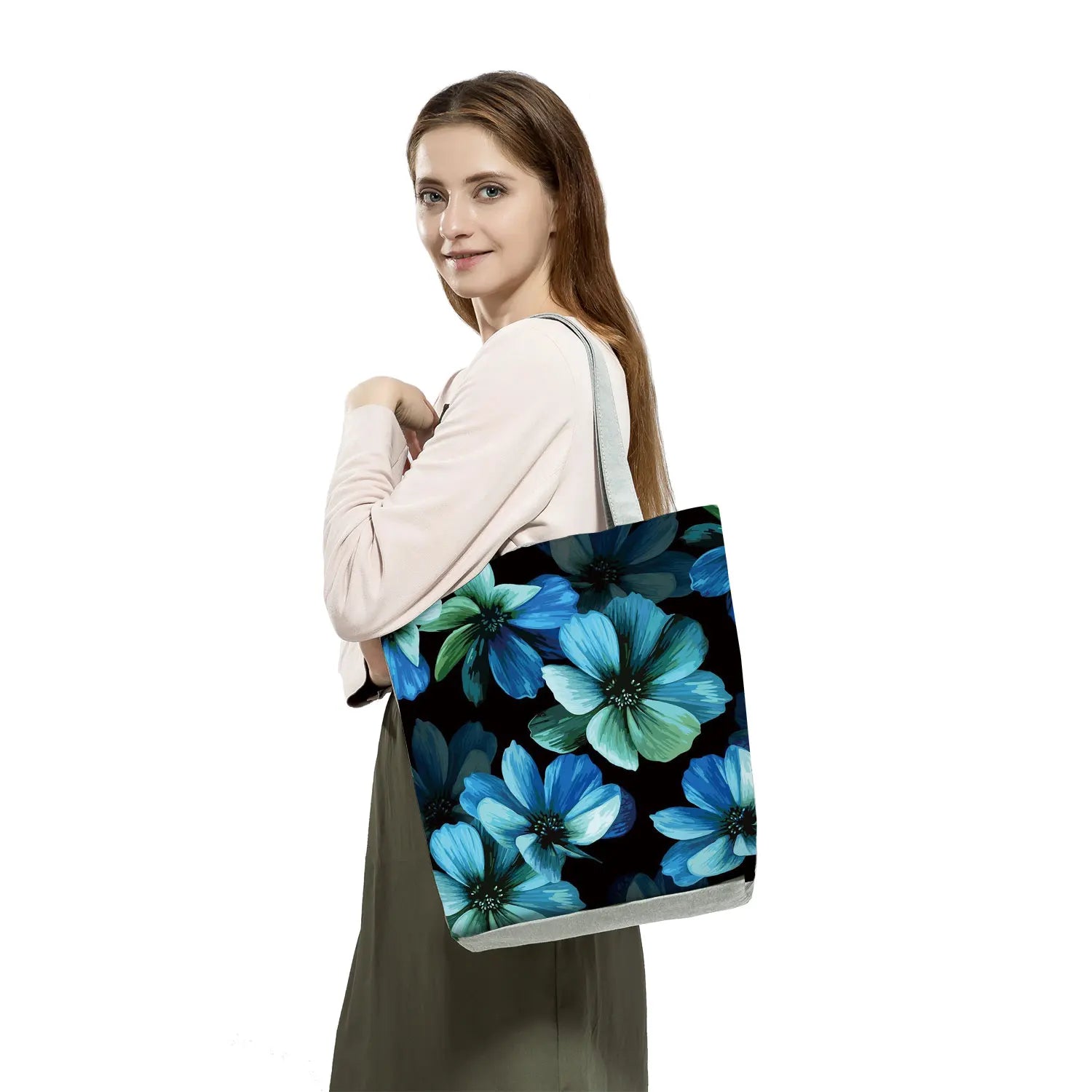 Floral Print Handbags Casual Women Shopping Tote Bags High Capacity