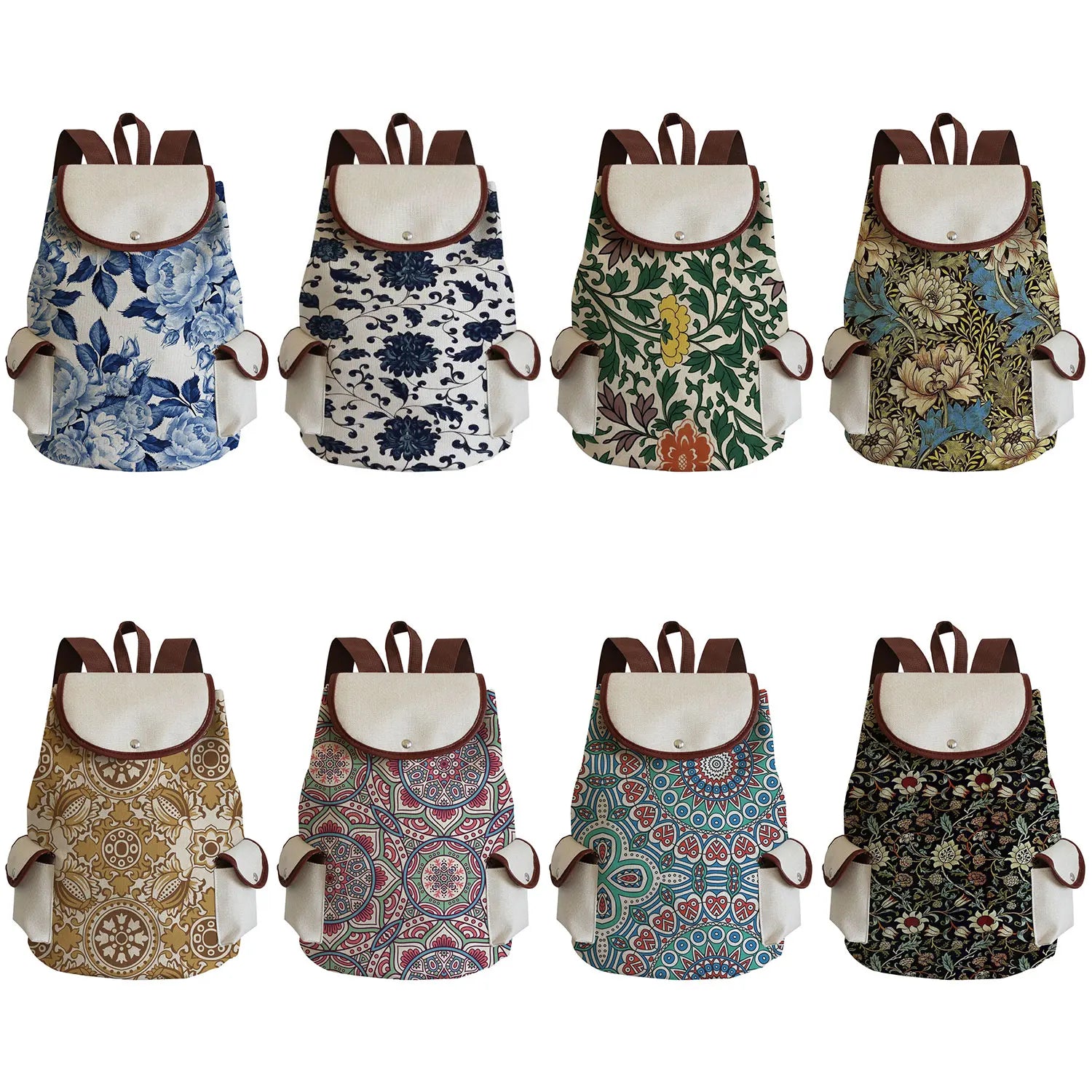 Plant Printed Floral Eco Friendly Large Capacity Women Backpack