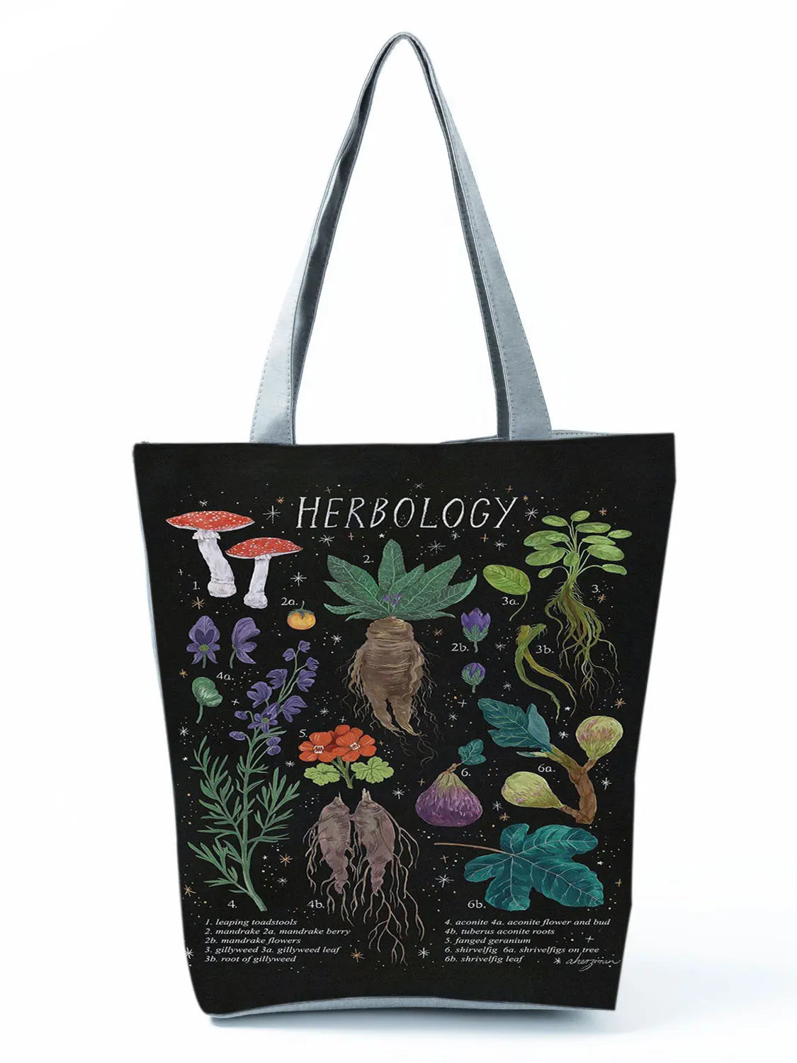 Mushroom Printed Reusable Shopping Bag Female Pattern Floral Shoulder Bag