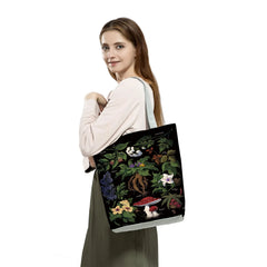 Mushroom Printed Reusable Shopping Bag Female Pattern Floral Shoulder Bag