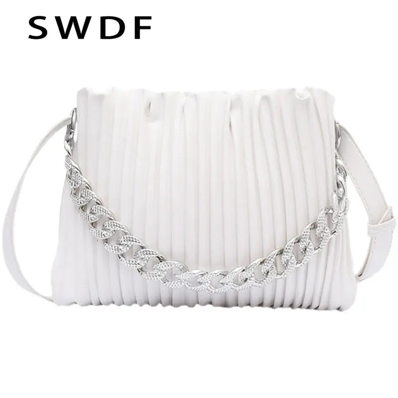 Thick Chain Shoulder Bag, PU Leather Women's Handbag Messenger