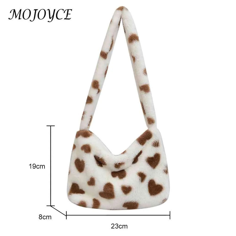 Fluffy Love Heart Print Hand Bag for Holiday Party