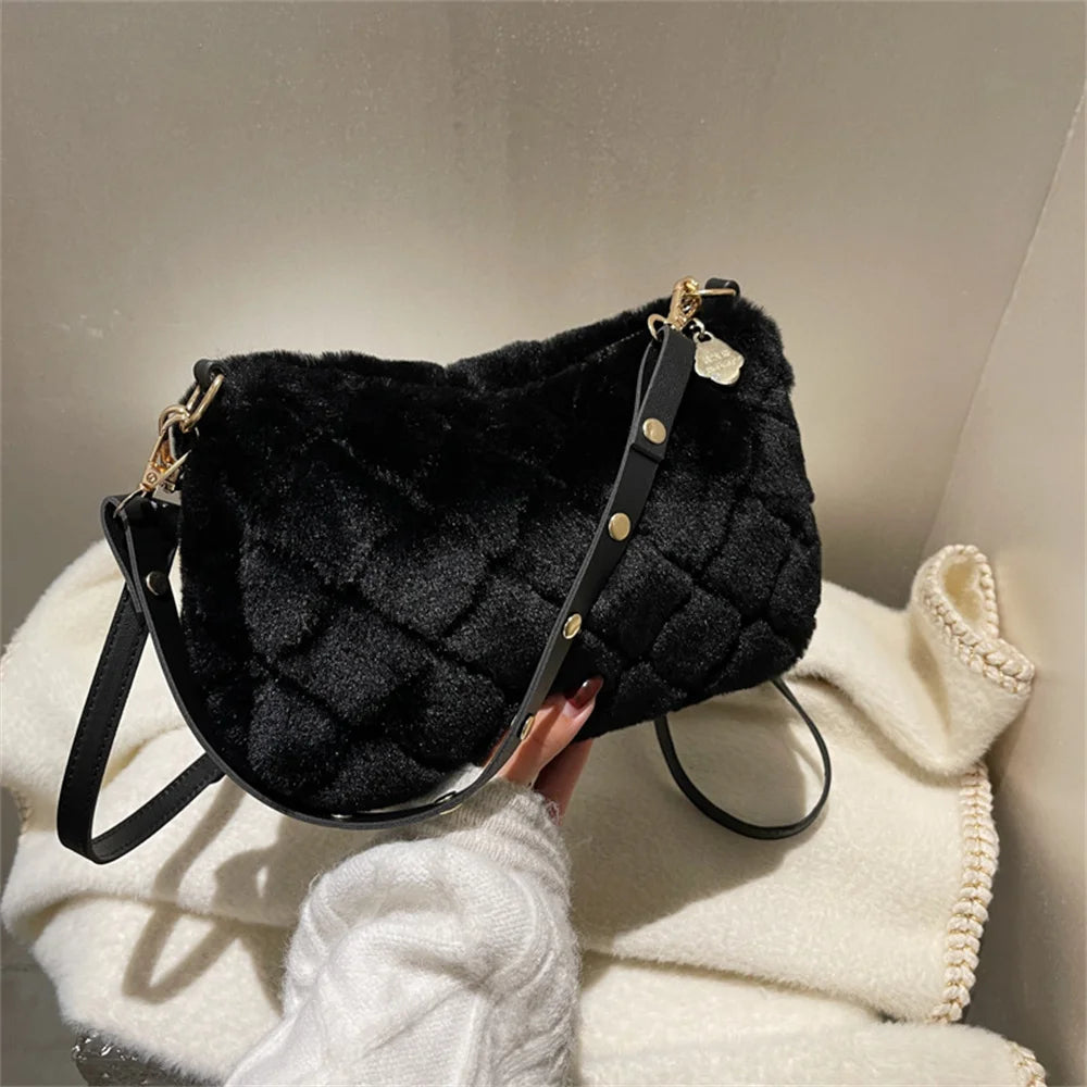 Winter Warm Faux Fur Crossbody Bag for Women