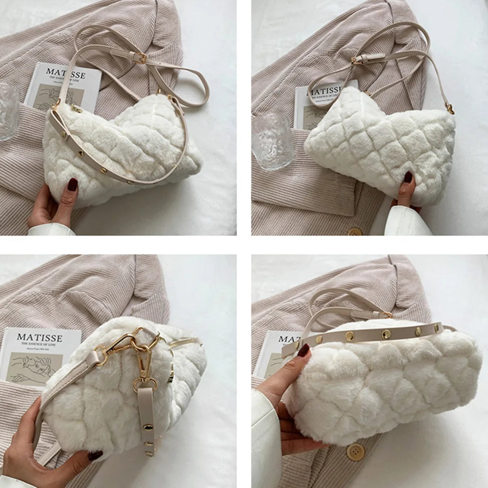 Winter Warm Faux Fur Crossbody Bag for Women