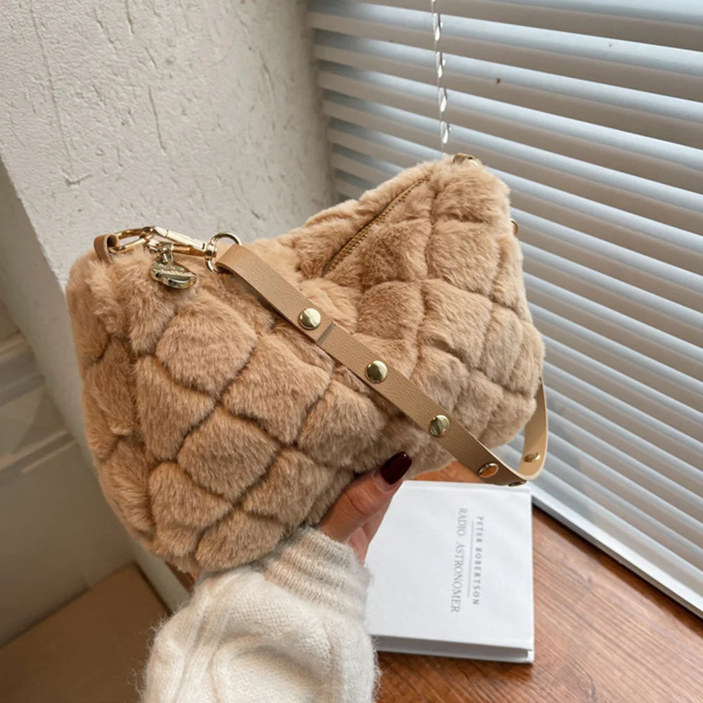 Winter Warm Faux Fur Crossbody Bag for Women