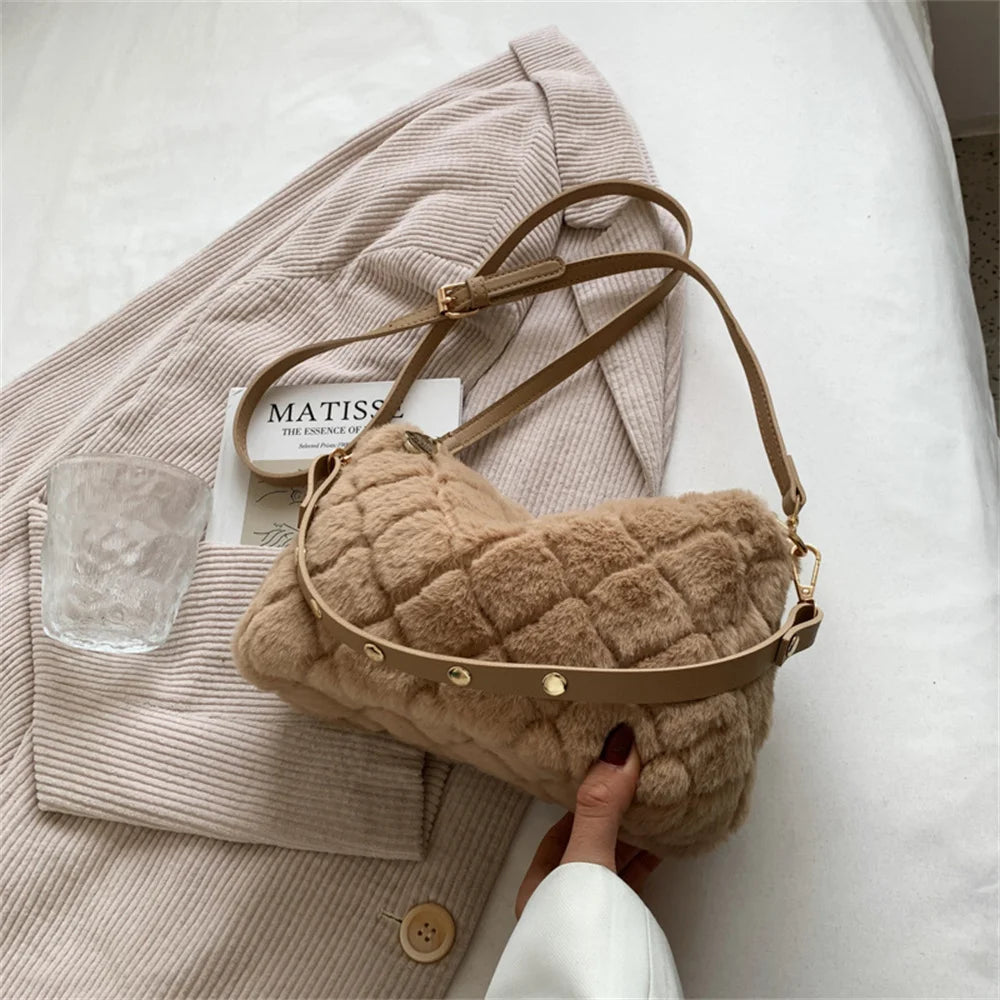 Winter Warm Faux Fur Crossbody Bag for Women