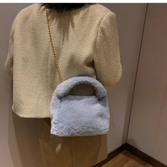 Faux Fur Lambswool Hobo Tote Bag Crossbody Handbag