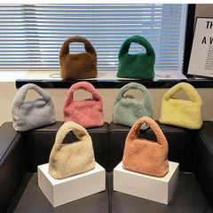 Faux Fur Lambswool Hobo Tote Bag Crossbody Handbag