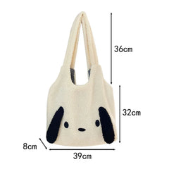 Fluffy Female Underarm Bag Animal Pattern Large Capacity Soft