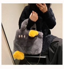 Goose Shape Lambwool Handbag Women Winter Crossbody Messenger Bag