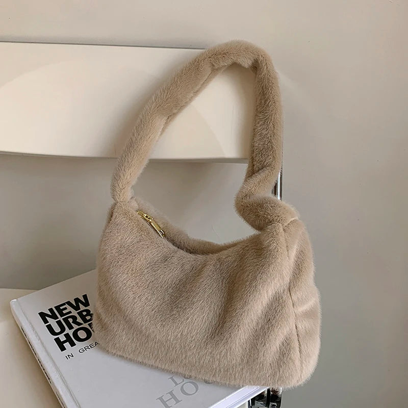 Large Capacity Plush Shoulder Bag for Women