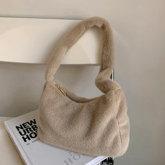 Large Capacity Plush Shoulder Bag for Women