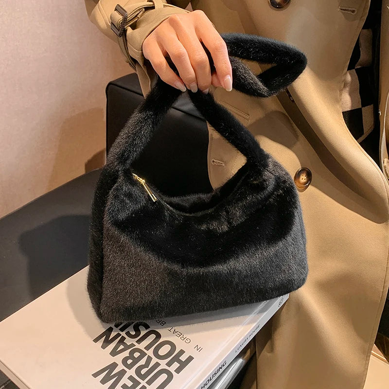 Large Capacity Plush Shoulder Bag for Women