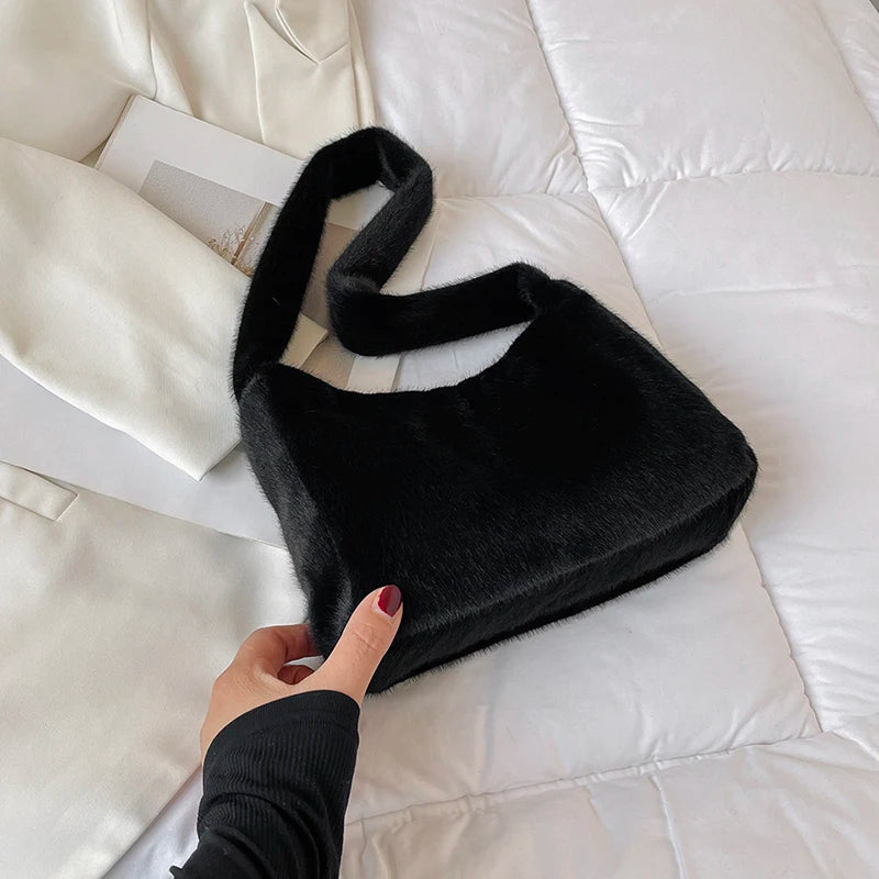 Large Capacity Plush Shoulder Bag for Women