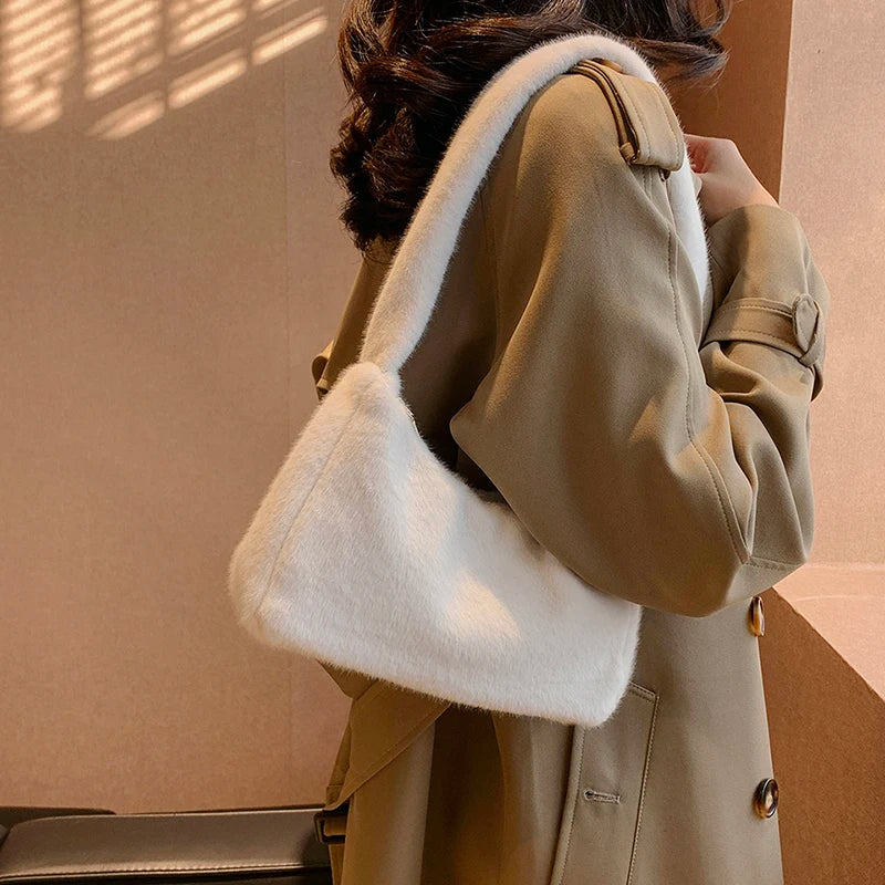 Large Capacity Plush Shoulder Bag for Women