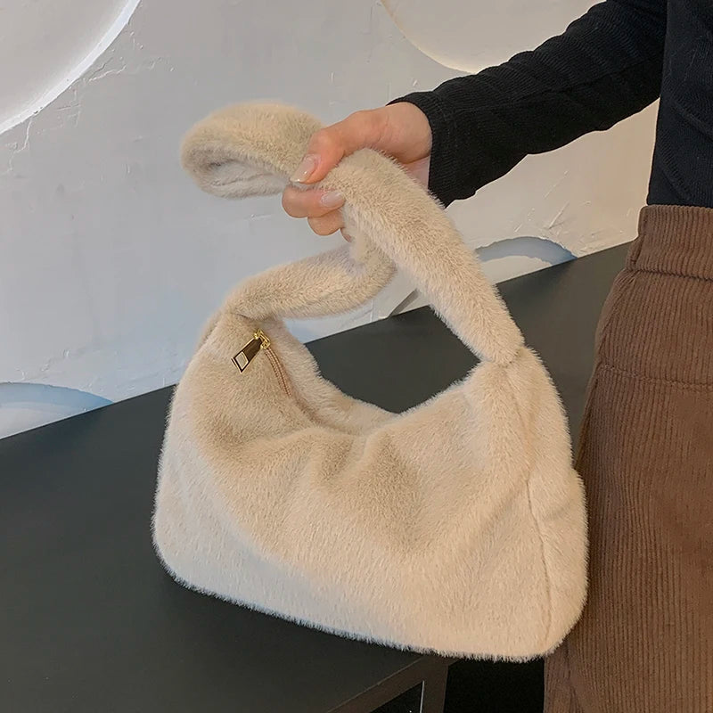 Large Capacity Plush Shoulder Bag for Women