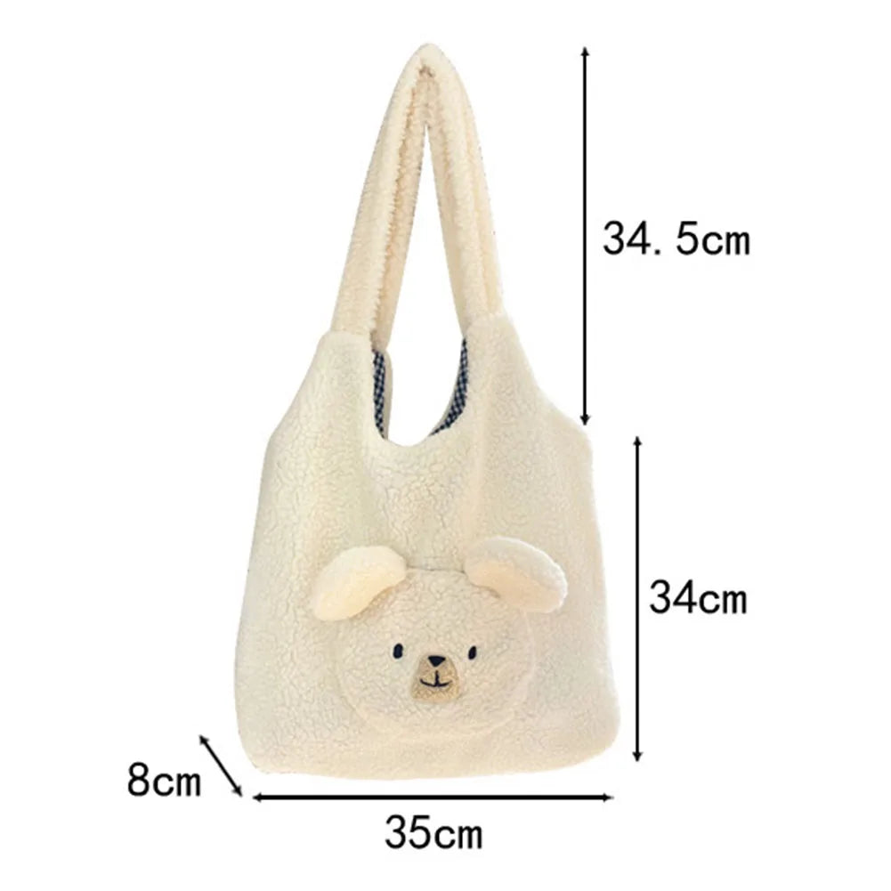 Plush Ladies Tote Bag - Bear Pattern Casual for Party