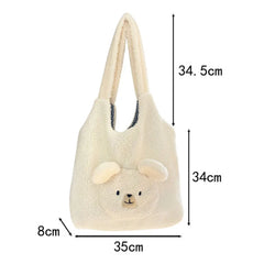 Plush Ladies Tote Bag - Bear Pattern Casual for Party