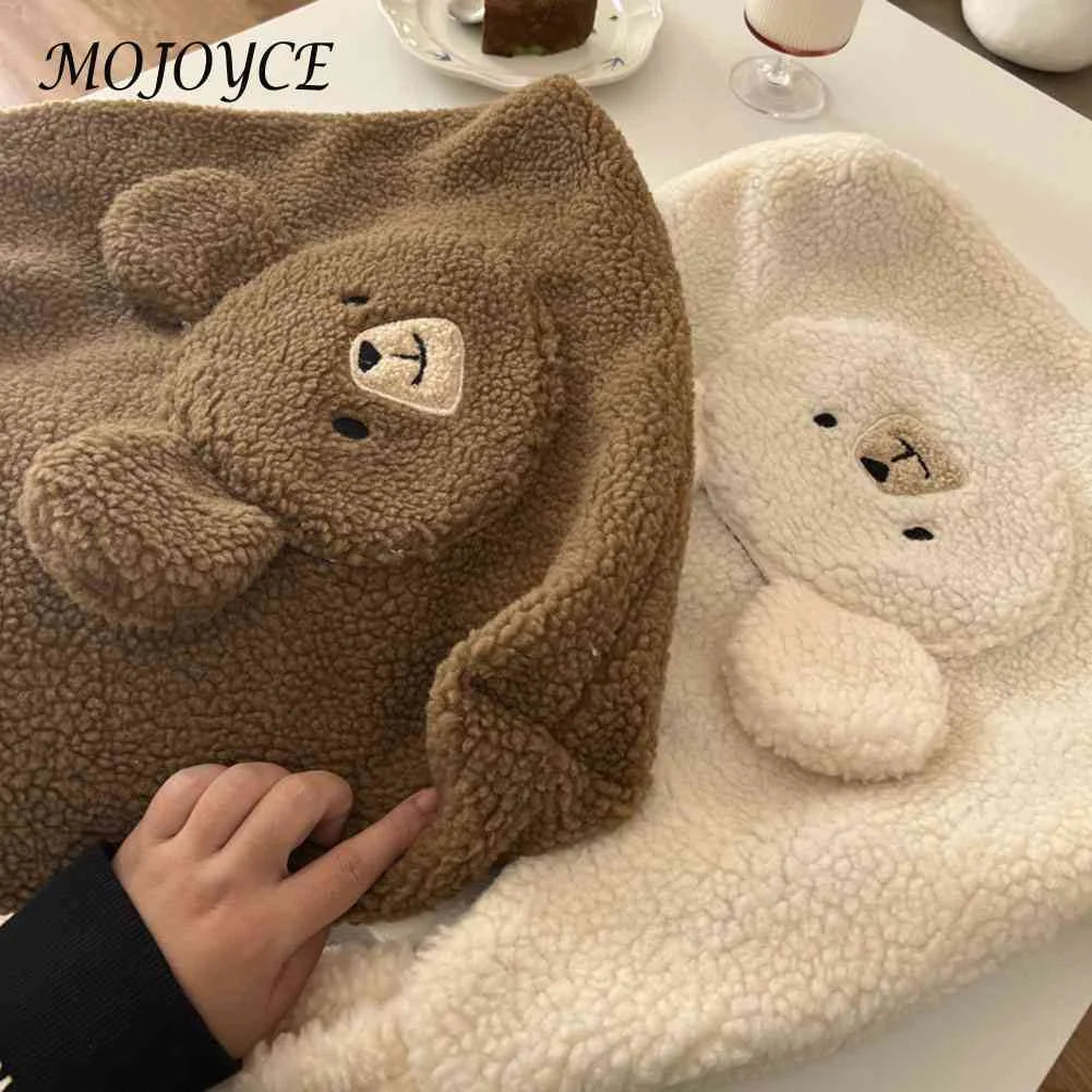 Fluffy Ladies Tote Bag Bear Pattern Large Capacity for Holiday Party