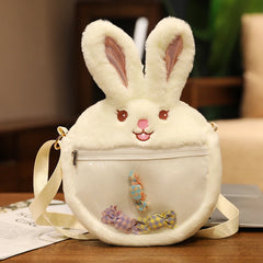 Fluffy Rabbit Crossbody Messenger Bag for Girls Women