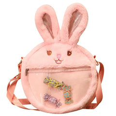 Fluffy Rabbit Crossbody Messenger Bag for Girls Women