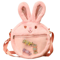 Fluffy Rabbit Crossbody Messenger Bag for Girls Women