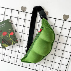 Peas Shaped Plush Shoulder Bag for Outdoor Shopping and Leisure